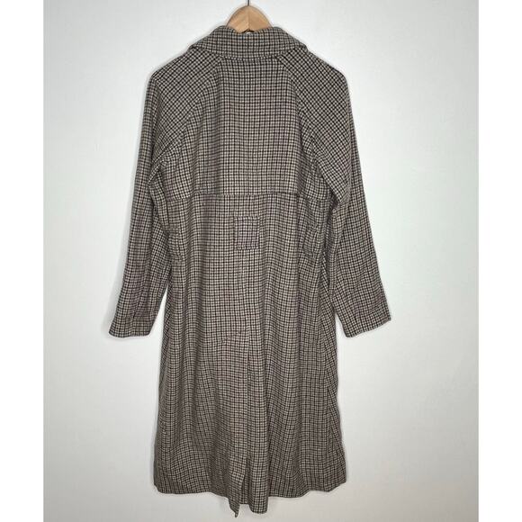 Everlane Recycled Wool Trench Coat Womens XS Gray Brown Houndstooth No Belt - Picture 10 of 12
